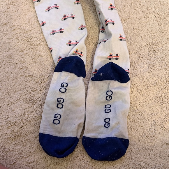 Figs Cream and Navy Socks with Ambulance Design - Picture 2 of 3